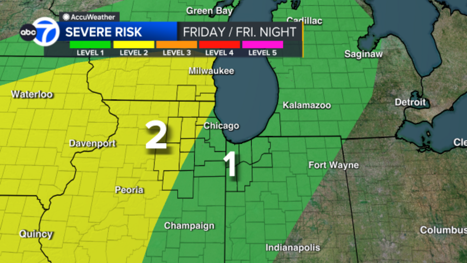 Severe weather possible tomorrow in Chicago area, with more storms expected early Saturday, including hail, gusty winds