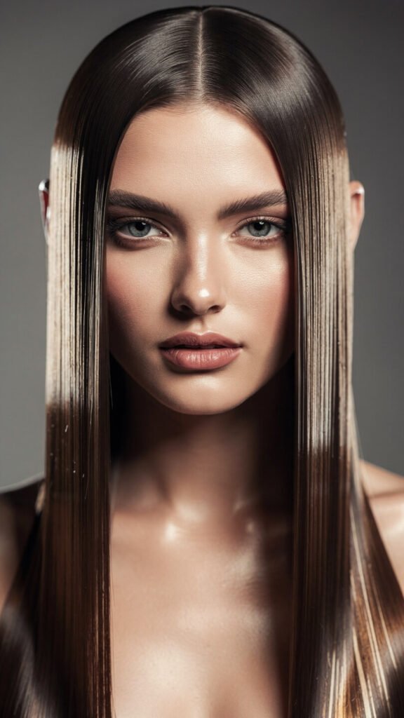 Sleek straight glass hair style
