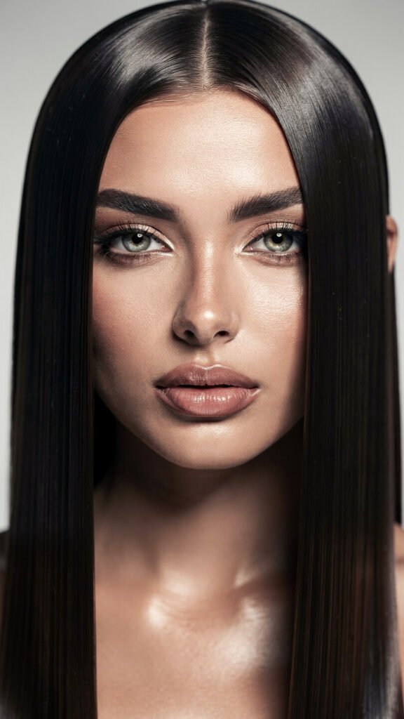 Sleek straight glass hair style