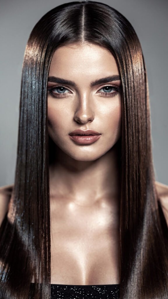 Sleek straight glass hair style