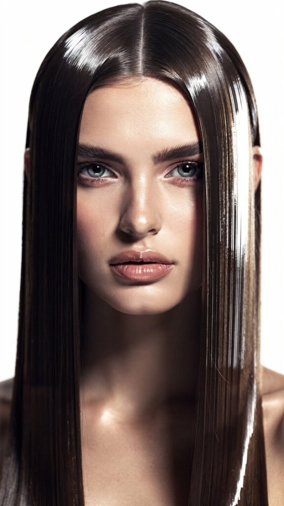 Sleek straight glass hair style