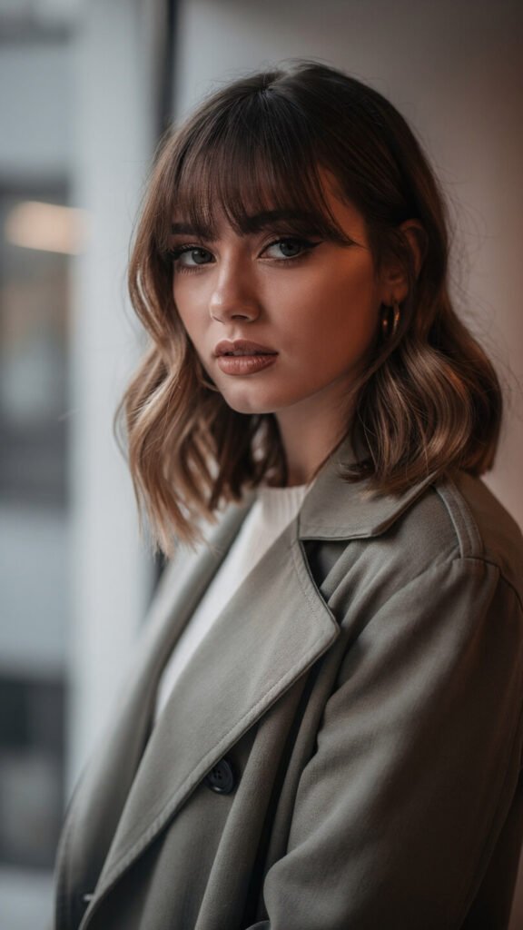 Curtain bangs hairstyle for women