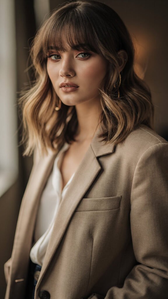 Curtain bangs hairstyle for women