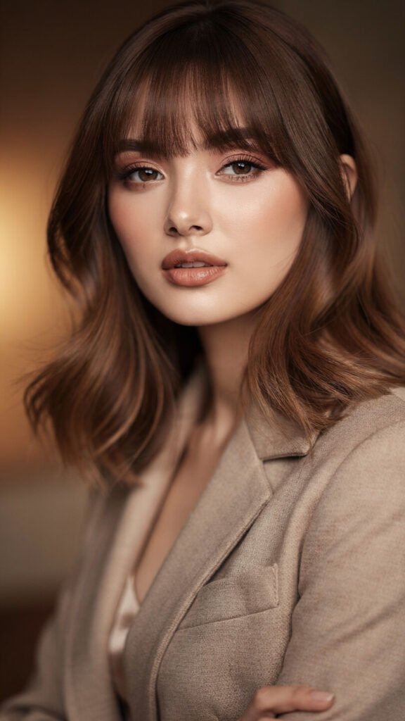 Curtain bangs hairstyle for women